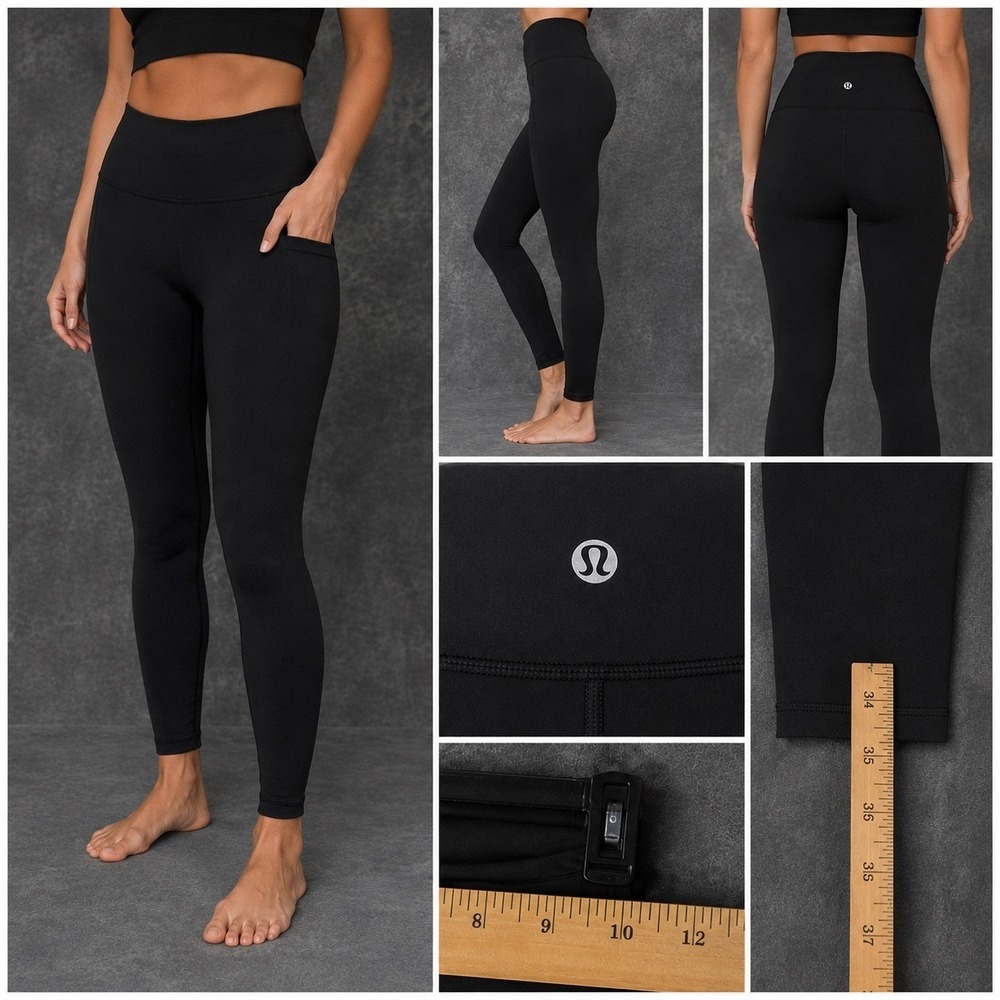 Lululemon Women's High Rise Black 28" Leggings Yoga Running Pants Size 4